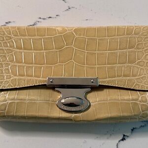 Marc Jacobs Beige/pale lemon genuine crocodile clutch vintage